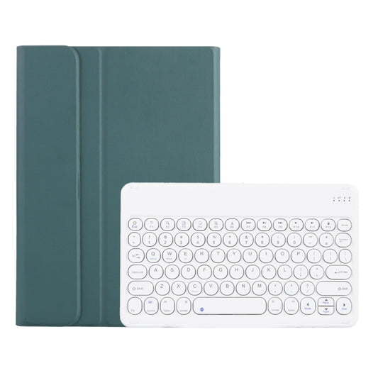 Y0N5 TPU Tablet Case Lambskin Texture Round Keycap Bluetooth Keyboard Leather Tablet Case with Holder For Xiaomi Pad 5 / 5 Pro(Dark Green) by buy2fix