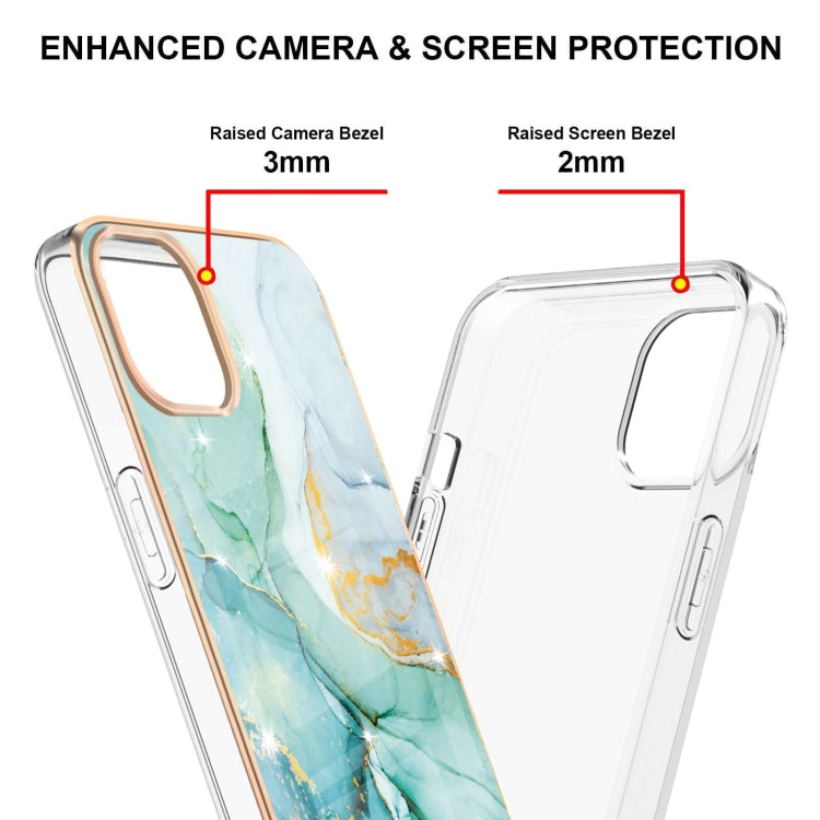 For iPhone 13 Pro Electroplating Marble Pattern Dual-side IMD TPU Shockproof Case (Green 003) - iPhone 13 Pro Cases by buy2fix | Online Shopping UK | buy2fix