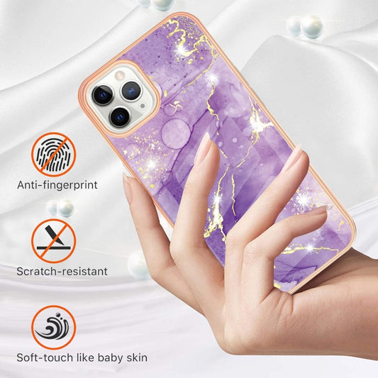 For iPhone 11 Pro Max Electroplating Marble Pattern Dual-side IMD TPU Shockproof Case (Purple 002) by buy2fix
