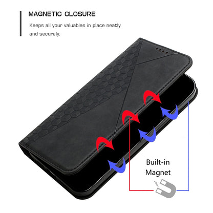 For iPhone 12 mini Diamond Pattern Splicing Skin Feel Magnetic Horizontal Flip Leather Case with Card Slots & Holder & Wallet (Black) - iPhone 12 mini Cases by buy2fix | Online Shopping UK | buy2fix