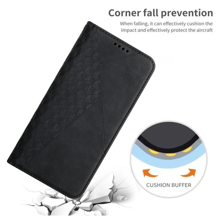 For iPhone 12 mini Diamond Pattern Splicing Skin Feel Magnetic Horizontal Flip Leather Case with Card Slots & Holder & Wallet (Black) - iPhone 12 mini Cases by buy2fix | Online Shopping UK | buy2fix