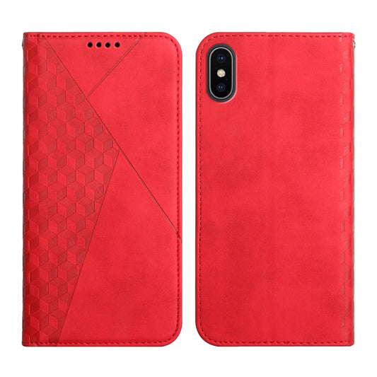 For iPhone X / XS Diamond Pattern Splicing Skin Feel Magnetic Horizontal Flip Leather Case with Card Slots & Holder & Wallet(Red) - More iPhone Cases by buy2fix | Online Shopping UK | buy2fix