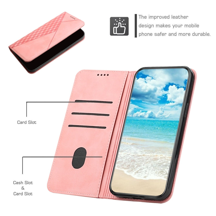 For iPhone X / XS Diamond Pattern Splicing Skin Feel Magnetic Horizontal Flip Leather Case with Card Slots & Holder & Wallet(Rose Gold) by buy2fix