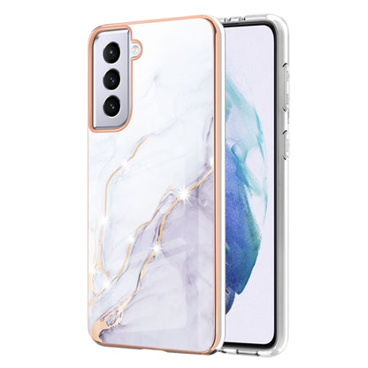 For Samsung Galaxy S21 5G Electroplating Marble Pattern Dual-side IMD TPU Shockproof Case(White 006) - Galaxy S21 5G Cases by buy2fix | Online Shopping UK | buy2fix