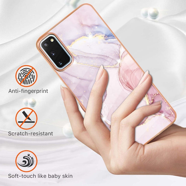 For Samsung Galaxy S20 Electroplating Marble Pattern Dual-side IMD TPU Shockproof Case(Rose Gold 005) by buy2fix