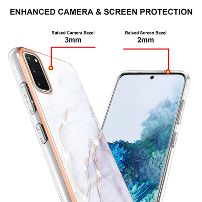 For Samsung Galaxy S20 Electroplating Marble Pattern Dual-side IMD TPU Shockproof Case(White 006) by buy2fix