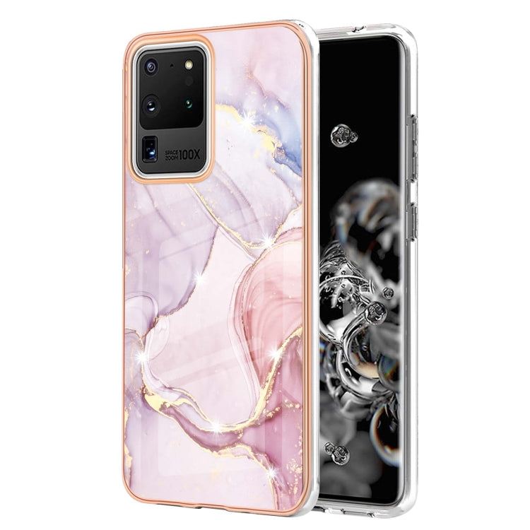 For Samsung Galaxy S20 Ultra Electroplating Marble Pattern Dual-side IMD TPU Shockproof Case(Rose Gold 005) by buy2fix