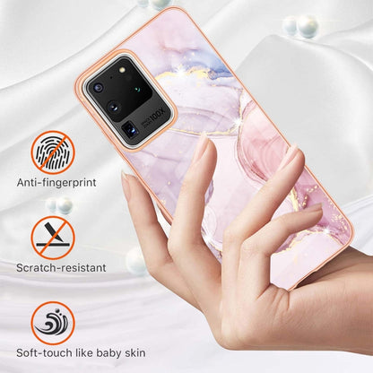 For Samsung Galaxy S20 Ultra Electroplating Marble Pattern Dual-side IMD TPU Shockproof Case(Rose Gold 005) by buy2fix