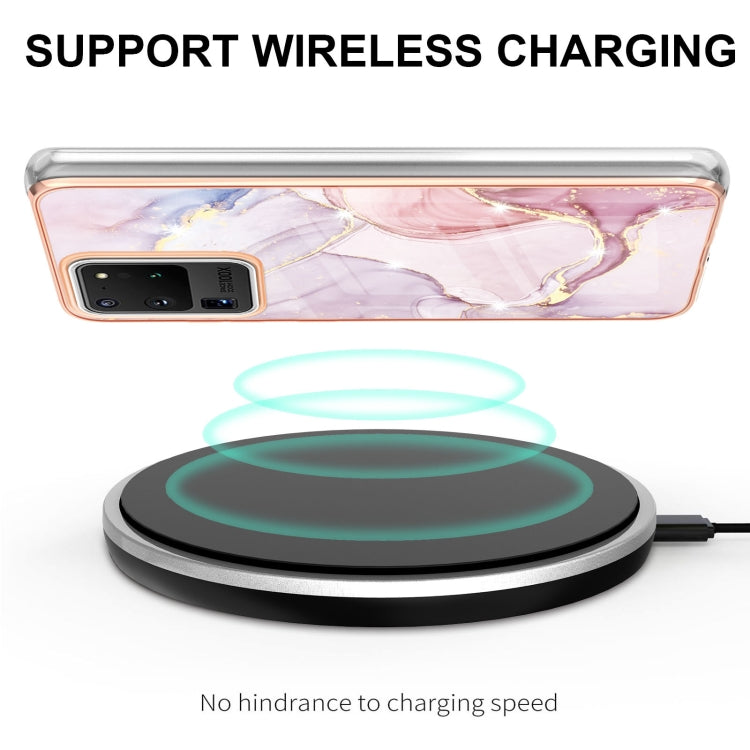 For Samsung Galaxy S20 Ultra Electroplating Marble Pattern Dual-side IMD TPU Shockproof Case(Rose Gold 005) by buy2fix