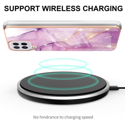 For Samsung Galaxy A22 4G EU Version Electroplating Marble Pattern Dual-side IMD TPU Shockproof Case(Purple 001) by buy2fix