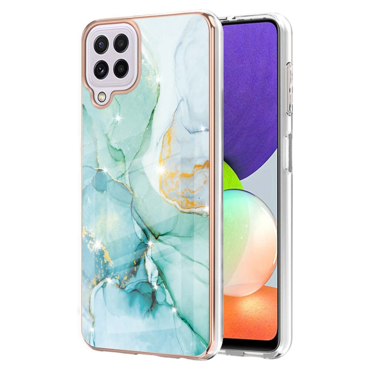 For Samsung Galaxy A22 4G EU Version Electroplating Marble Pattern Dual-side IMD TPU Shockproof Case(Green 003) by buy2fix