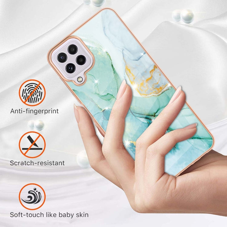 For Samsung Galaxy A22 4G EU Version Electroplating Marble Pattern Dual-side IMD TPU Shockproof Case(Green 003) by buy2fix