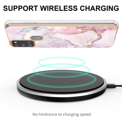 For Samsung Galaxy A21s Electroplating Marble Pattern Dual-side IMD TPU Shockproof Case(Rose Gold 005) by buy2fix