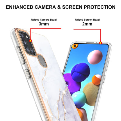 For Samsung Galaxy A21s Electroplating Marble Pattern Dual-side IMD TPU Shockproof Case(White 006) by buy2fix