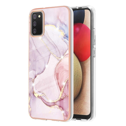 For Samsung Galaxy A02s EU Version Electroplating Marble Pattern Dual-side IMD TPU Shockproof Case(Rose Gold 005) by buy2fix