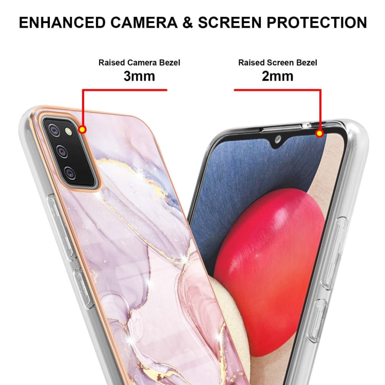For Samsung Galaxy A02s EU Version Electroplating Marble Pattern Dual-side IMD TPU Shockproof Case(Rose Gold 005) by buy2fix