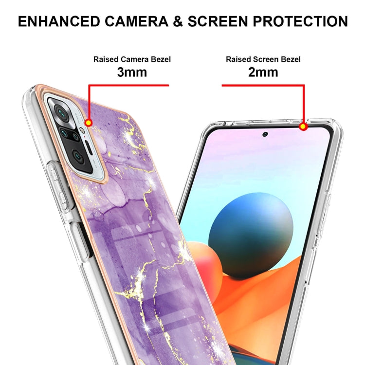 For Xiaomi Redmi Note 10 Pro / 10 Pro Max Electroplating Marble Pattern Dual-side IMD TPU Shockproof Case(Purple 002) - Xiaomi Cases by buy2fix | Online Shopping UK | buy2fix