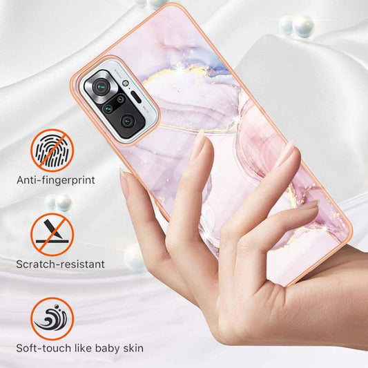 For Xiaomi Redmi Note 10 Pro / 10 Pro Max Electroplating Marble Pattern Dual-side IMD TPU Shockproof Case(Rose Gold 005) by buy2fix