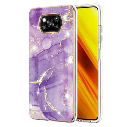 For Xiaomi Poco X3 NFC Electroplating Marble Pattern Dual-side IMD TPU Shockproof Case(Purple 002) by buy2fix