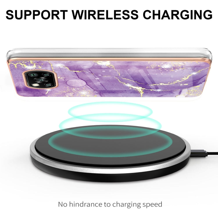 For Xiaomi Poco X3 NFC Electroplating Marble Pattern Dual-side IMD TPU Shockproof Case(Purple 002) by buy2fix