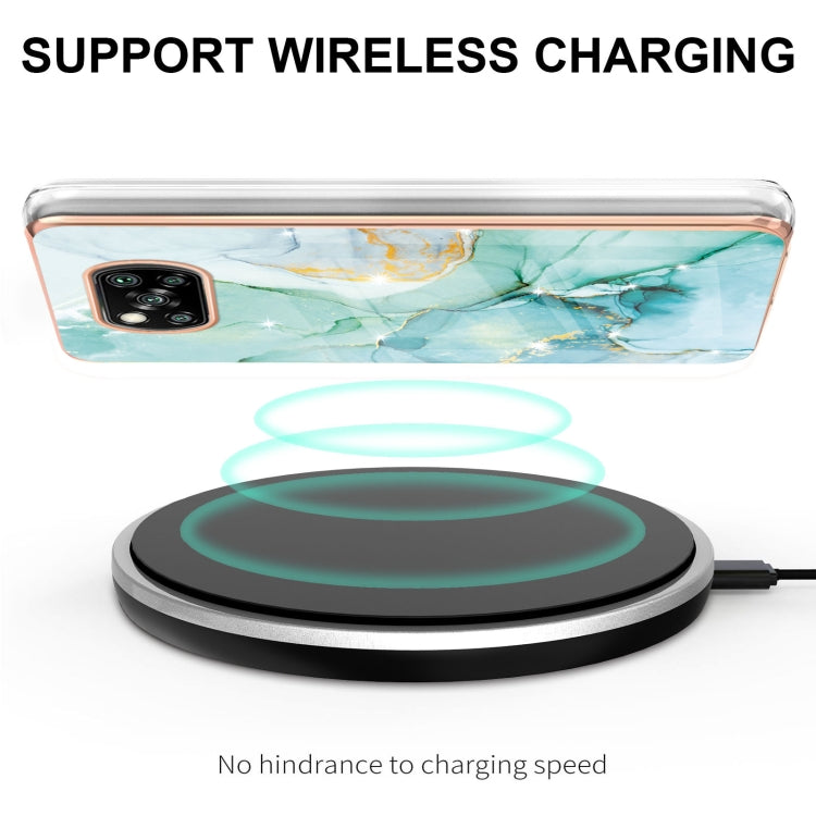 For Xiaomi Poco X3 NFC Electroplating Marble Pattern Dual-side IMD TPU Shockproof Case(Green 003) by buy2fix