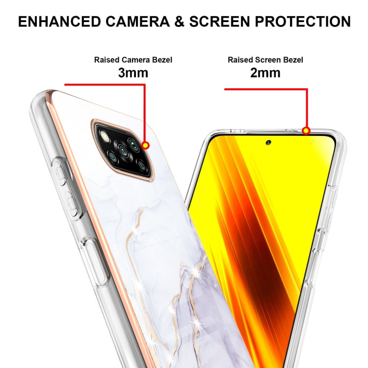 For Xiaomi Poco X3 NFC Electroplating Marble Pattern Dual-side IMD TPU Shockproof Case(White 006) - Xiaomi Cases by buy2fix | Online Shopping UK | buy2fix