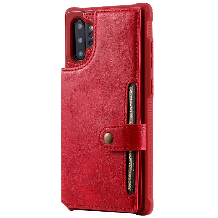 For Galaxy Note 10 Plus Buckle Zipper Shockproof Protective Case with Holder & Card Slots & Wallet & Lanyard & Photos Frame(Red) by buy2fix
