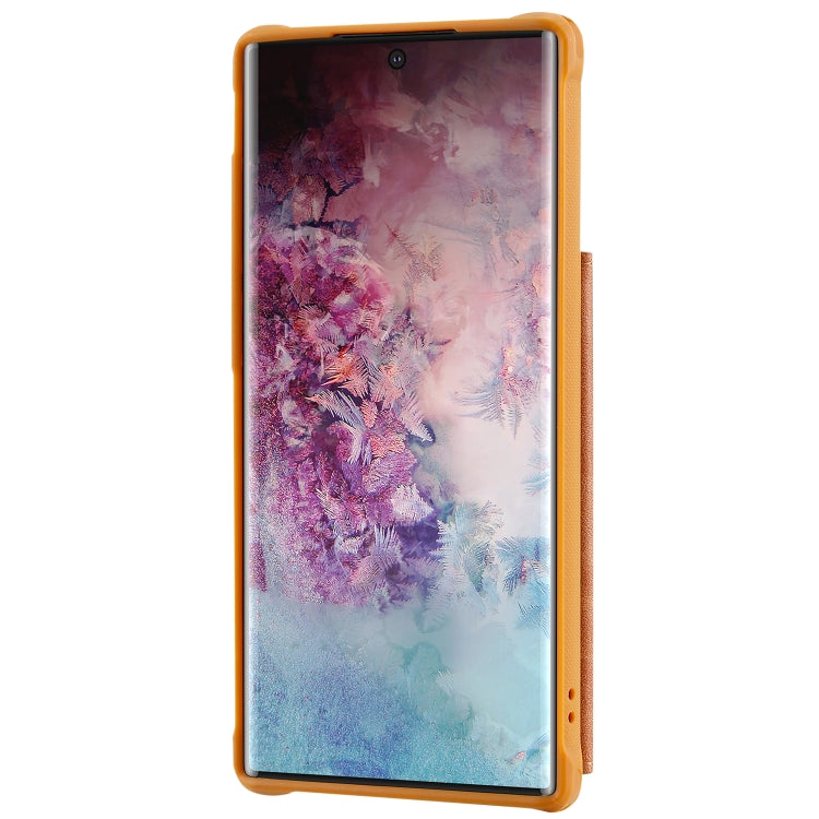 For Galaxy Note 10 Plus Buckle Zipper Shockproof Protective Case with Holder & Card Slots & Wallet & Lanyard & Photos Frame(Brown) by buy2fix