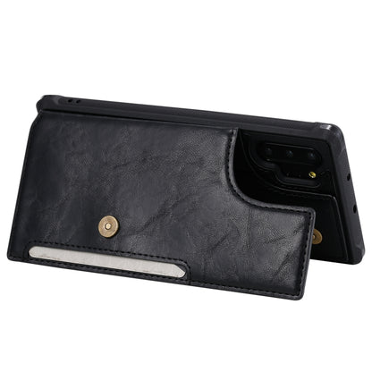 For Galaxy Note 10 Plus Buckle Zipper Shockproof Protective Case with Holder & Card Slots & Wallet & Lanyard & Photos Frame(Black) by buy2fix