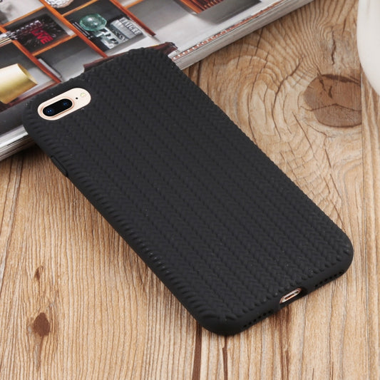 Herringbone Texture Silicone Protective Case For iPhone 8 Plus & 7 Plus(Black) by buy2fix