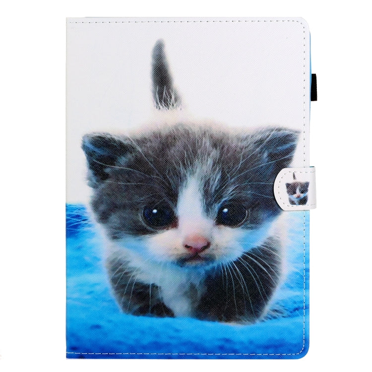For iPad Air / Air 2 / iPad 9.7 Colored Drawing Horizontal Flip PU Leather Case with Holder & Card Slot & Sleep / Wake-up Function(Blue White cat) - More iPad Cases by buy2fix | Online Shopping UK | buy2fix