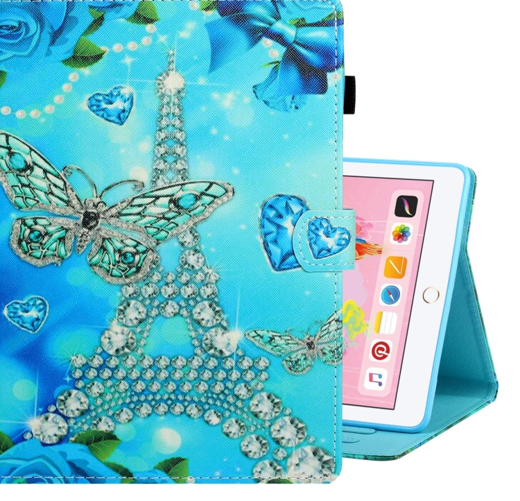 For iPad Air / Air 2 / iPad 9.7 Colored Drawing Horizontal Flip PU Leather Case with Holder & Card Slot & Sleep / Wake-up Function(Butterfly Tower) - More iPad Cases by buy2fix | Online Shopping UK | buy2fix