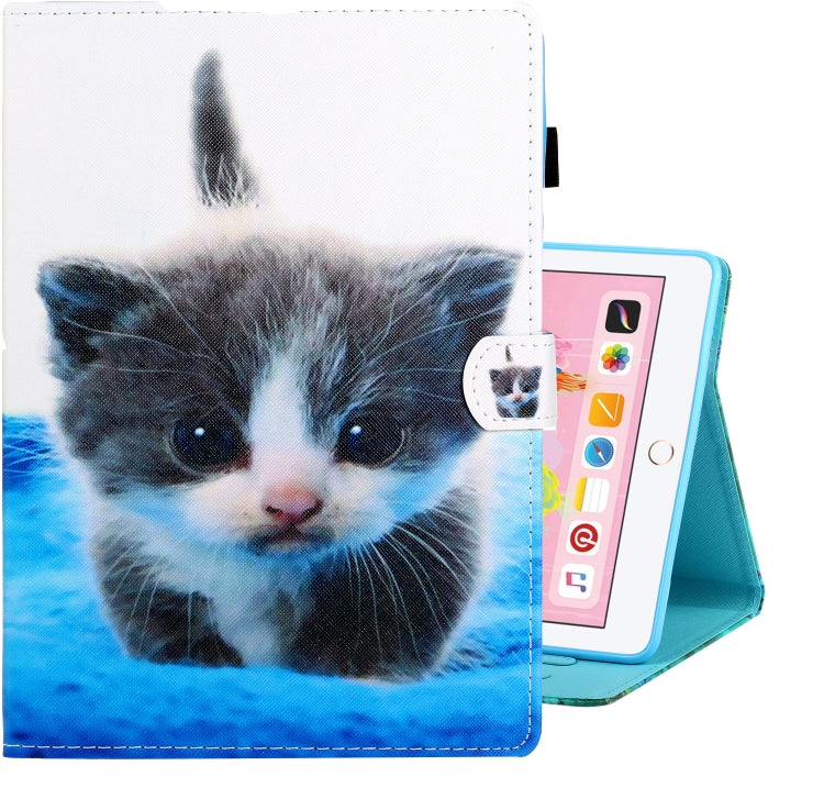 For iPad 10.2 / Air 10.5 (2019) Colored Drawing Horizontal Flip PU Leather Case with Holder & Card Slot & Sleep / Wake-up Function(Blue White cat) - iPad 10.2 Cases by buy2fix | Online Shopping UK | buy2fix