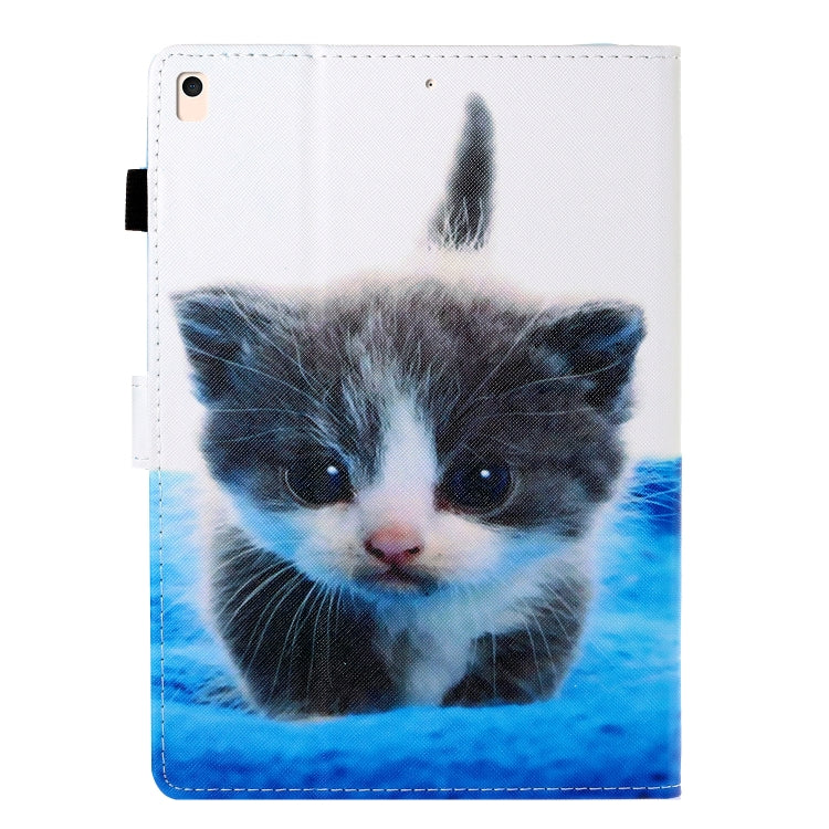 For iPad 10.2 / Air 10.5 (2019) Colored Drawing Horizontal Flip PU Leather Case with Holder & Card Slot & Sleep / Wake-up Function(Blue White cat) - iPad 10.2 Cases by buy2fix | Online Shopping UK | buy2fix