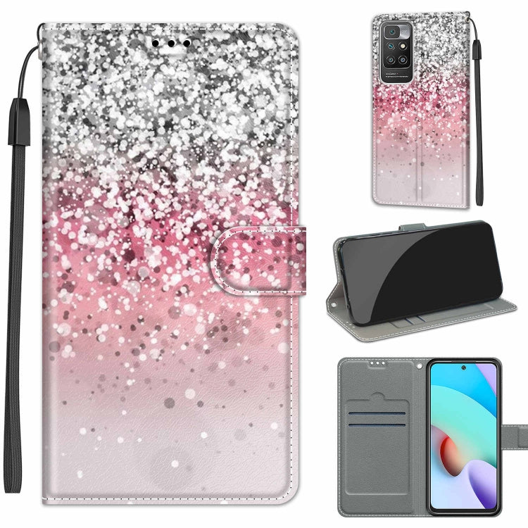 Voltage Coloured Drawing Magnetic Clasp Horizontal Flip PU Leather Case with Holder & Card Slots For Xiaomi Redmi 10(C13 Silver Pink Glitter) - Xiaomi Cases by buy2fix | Online Shopping UK | buy2fix