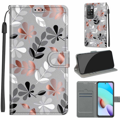 Voltage Coloured Drawing Magnetic Clasp Horizontal Flip PU Leather Case with Holder & Card Slots For Xiaomi Redmi 10(C19 Material Flower) by buy2fix