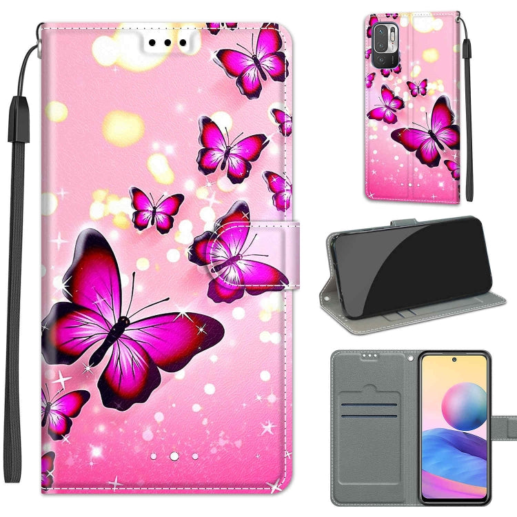 Voltage Coloured Drawing Magnetic Clasp Horizontal Flip PU Leather Case with Holder & Card Slots For Xiaomi Redmi Note 10 5G(C03 Gradient Pink Flying Butterflies) - Xiaomi Cases by buy2fix | Online Shopping UK | buy2fix