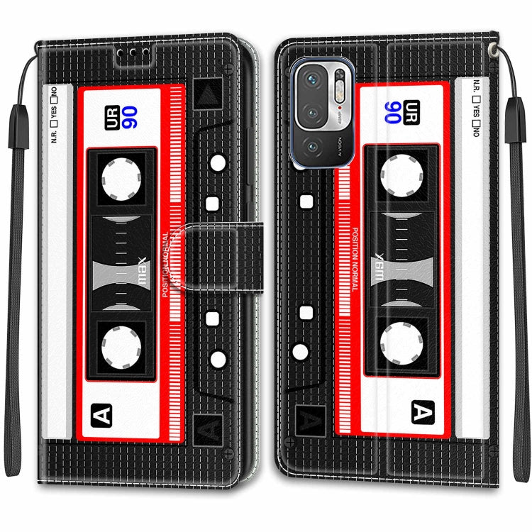 Voltage Coloured Drawing Magnetic Clasp Horizontal Flip PU Leather Case with Holder & Card Slots For Xiaomi Redmi Note 10 5G(C10 Black Red Tape) - Xiaomi Cases by buy2fix | Online Shopping UK | buy2fix