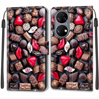 Voltage Coloured Drawing Magnetic Clasp Horizontal Flip PU Leather Case with Holder & Card Slots For Huawei P50(C06 Red Lip Chocolate) - Huawei Cases by buy2fix | Online Shopping UK | buy2fix