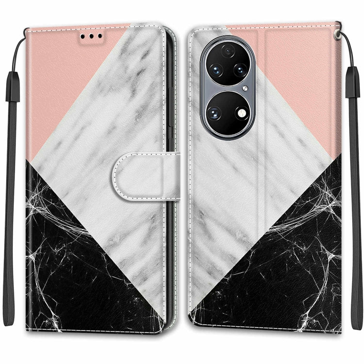 Voltage Coloured Drawing Magnetic Clasp Horizontal Flip PU Leather Case with Holder & Card Slots For Huawei P50(C07 Pink White Black) - Huawei Cases by buy2fix | Online Shopping UK | buy2fix