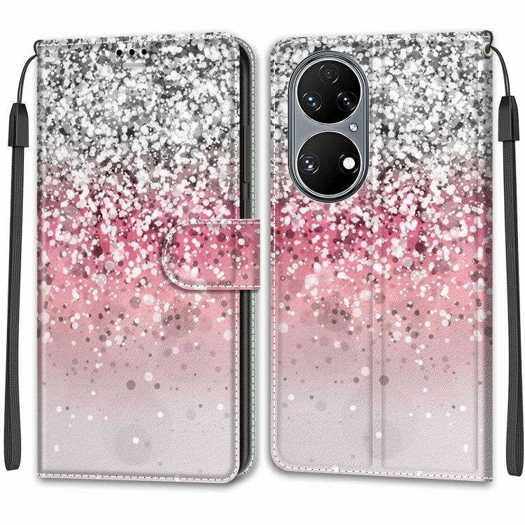 Voltage Coloured Drawing Magnetic Clasp Horizontal Flip PU Leather Case with Holder & Card Slots For Huawei P50(C13 Silver Pink Glitter) - Huawei Cases by buy2fix | Online Shopping UK | buy2fix
