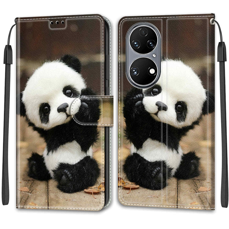 Voltage Coloured Drawing Magnetic Clasp Horizontal Flip PU Leather Case with Holder & Card Slots For Huawei P50(C18 Wood Board Panda) - Huawei Cases by buy2fix | Online Shopping UK | buy2fix