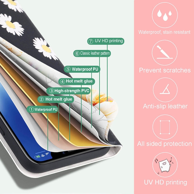 Voltage Coloured Drawing Magnetic Clasp Horizontal Flip PU Leather Case with Holder & Card Slots For Samsung Galaxy A22 5G(C09 Hug Flower) by buy2fix