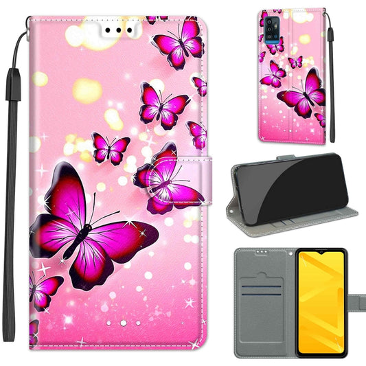 Voltage Coloured Drawing Magnetic Clasp Horizontal Flip PU Leather Case with Holder & Card Slots For ZTE Blade A71(C03 Gradient Pink Flying Butterflies) - ZTE Cases by buy2fix | Online Shopping UK | buy2fix