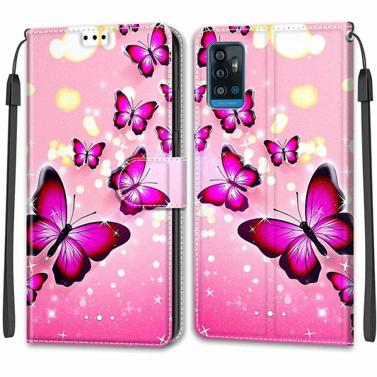 Voltage Coloured Drawing Magnetic Clasp Horizontal Flip PU Leather Case with Holder & Card Slots For ZTE Blade A71(C03 Gradient Pink Flying Butterflies) by buy2fix