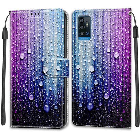 Voltage Coloured Drawing Magnetic Clasp Horizontal Flip PU Leather Case with Holder & Card Slots For ZTE Blade A71(C05 Purple Blue Water Drops) by buy2fix