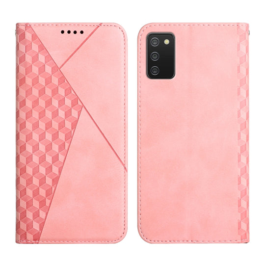 For Samsung Galaxy A02s US Version Diamond Pattern Splicing Skin Feel Magnetic Horizontal Flip Leather Case with Card Slots & Holder & Wallet(Rose Gold)