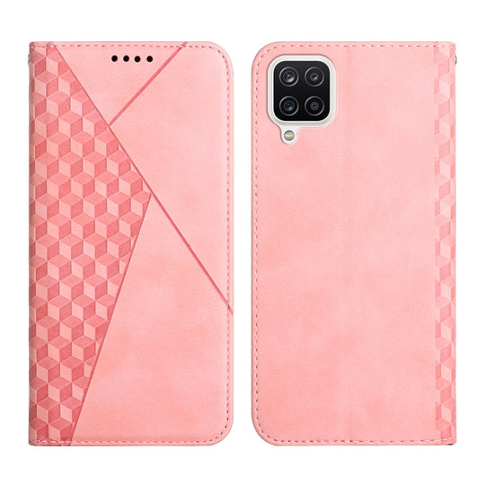 For Samsung Galaxy A22 4G Diamond Pattern Splicing Skin Feel Magnetic Horizontal Flip Leather Case with Card Slots & Holder & Wallet(Rose Gold)