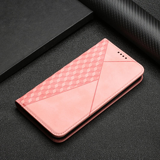 For Samsung Galaxy A22 4G Diamond Pattern Splicing Skin Feel Magnetic Horizontal Flip Leather Case with Card Slots & Holder & Wallet(Rose Gold) by buy2fix