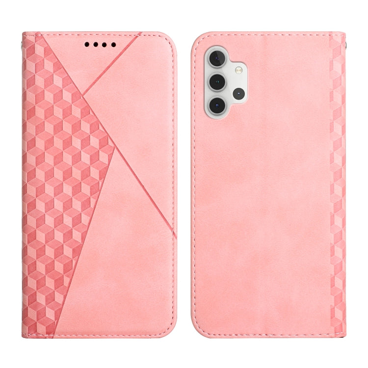 For Samsung Galaxy A32 5G Diamond Pattern Splicing Skin Feel Magnetic Horizontal Flip Leather Case with Card Slots & Holder & Wallet(Rose Gold) by buy2fix